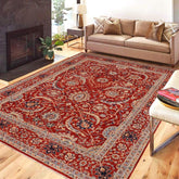 handmade Traditional Kafkaz Rust Blue Hand Knotted RECTANGLE 100% WOOL area rug 9 x 12